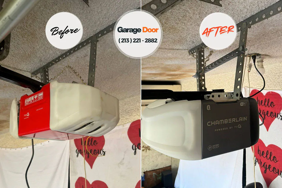 Before and after: garage door repair Lincoln Beach, OR